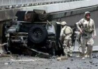 A U.S.military vehicle destroyed in Iraq in August 2005 (epa)