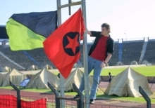 Russia -- Anti globalists camp in the St.Petersburg's stadium on the threshold of G8 summit, 13Jul2006