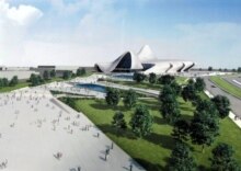 Azerbaijan -- model of planned Heydar Aliyev cultural center in Baku