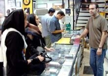 Iran -- youths in Tehran music store