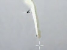 Georgia -- A video grab shows a Russian MiG-29 shooting down an tactical unmanned reconnaissance plane Hermes 450 (edited), 20Apr2008