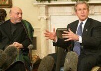 Karzai and Bush during Karzai's Washington visit (file photo) (CTK)
