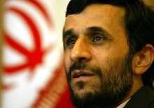 Iran - Ahmadinejad, flag bkgd, Pres Mahmud