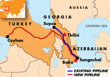 Caucasus -- BTC pipeline map
