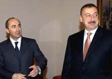 Armenia/Azerbaijan -- Armen. Pres Robert Kocharian (right) and Az. Pres. Ilham Aliyev, undated