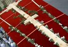 Russia -- wooden cross Novospassky Monastery in Moscow 07Aug2007