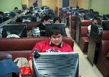 China -- An Internet bar in Qingdao city, Shandong province,14 Feb. 2006