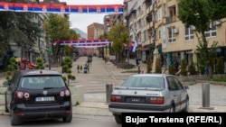 Serbian flags are seen displayed in the streets of Kosovo's North Mitrovica.