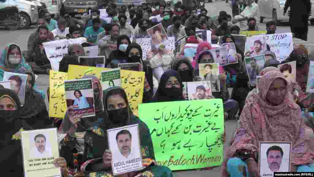 Baluch activists protest for missing persons in Karachi, Pakistan, on November 8.