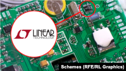 Мікрочіп компанії Linear Technology (США), який знайшли в іранському безпілотнику Mohajer-6