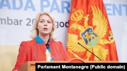 Predjednica Skupštine Crne Gore Danijela Đurović na konferenciji za medije nakon pregovora lidera parlamentarnih partija. Podgorica 9. novembar 2022. 