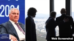 Фотоколлаж: Самвел Карапетян, справа – премьер Грузии Ираклий Кобахидзе, Бидзина Иванишвили и Ильхам Алиев