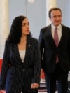 The President of Kosovo, Vjosa Osmani, after the meeting with president of Francem Emmanuel Macron, and Prime Minister Albin Kurti. Paris, France