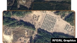 Imazhet satelitore të marra nga Radio Evropa e Lirë tregojnë se Rusia ka ngritur më shumë se 300 tenda në tri vende gjatë muajit të kaluar për të strehuar përkohësisht ushtarë në treiterrene stërvitore në Bjellorusi, duke përfshirë 190 tenda në Abuz-Lyasnouski. 