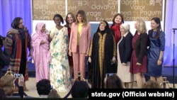 U.S. first lady Melania Trump with this year's awardees at the International Women of Courage awards on March 23.