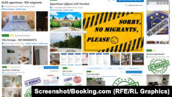 Neki od oglasa koji je RSE našao na platofirmi Booking, a koji u sebi sadrže antimigrantski jezik