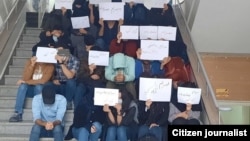 Students at Tehran university took part in a sit-in protest on November 13. 