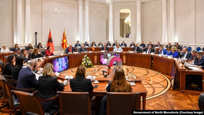 Mbledhja e përbashkët mes Qeverisë së Maqedonisë së Veriut dhe Qeverisë së Shqipërisë. 14 nëntor 2022.