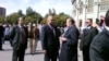 Armenia - Opposition leaders Levon Ter-Petrosian (R) and Raffi Hovannisian speak at Liberty Square in Yerevan, 05Oct2011.