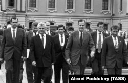 Леанід Краўчук і Джордж Буш, Кіеў, 1991 год