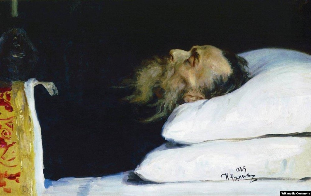 «Історик Микола Іванович Костомаров у домовині», художник Ілля Рєпін (Ріпин), 1885 року