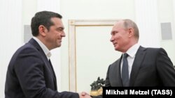 Alexis Tsipras și  Vladimir Putin, Moscova, 7 decembrie 2018