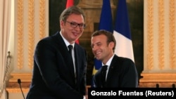 Aleksandar Vučić i Emanuel Makron, Pariz, juli 2018.