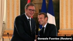 Aleksandar Vučić i Emanuel Makron, Pariz, juli 2018.