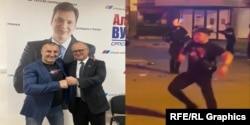 Stojan Knežević - levo fotografija sa njegovog Instagram profila sa Goranom Vesićem, bivšim ministrom građevinarstva, osumnjičenim u vezi sa tragedijom rušenja nadstrešnice Železničke stanice u Novom Sadu, desno fotografija iz Vrbasa 12. avgusta 2025.