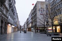 Knez Mihailova u Beogradu tokom zabrana kretanja zbog pandemije, 2020