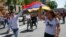 Opposition supporters rally in Yerevan on April 26.