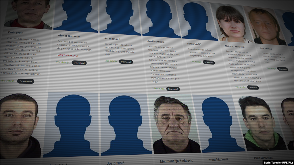 Bosna i Hercegovina, pravosudne institucije su raspisale više od stotinu potjernica za građanima BiH bez objavljene fotografije tražene osobe. 