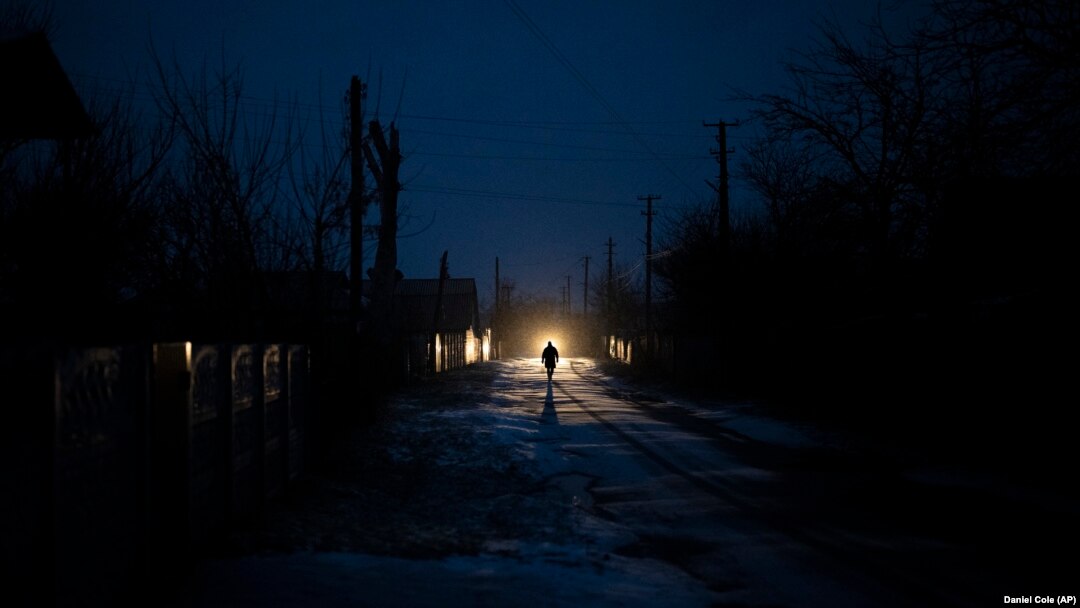 Село Количівка на Чернігівщині під час відключення світла, 1 лютого 2023 року