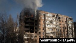 UKRAINE -- Avdiyvka -- Pogođena zgrada u gradu Avdijka