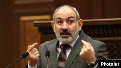 Armenia -- Prime Minister Nikol Pashinian speaks in the parliament, Yerevan, February 8, 2023.