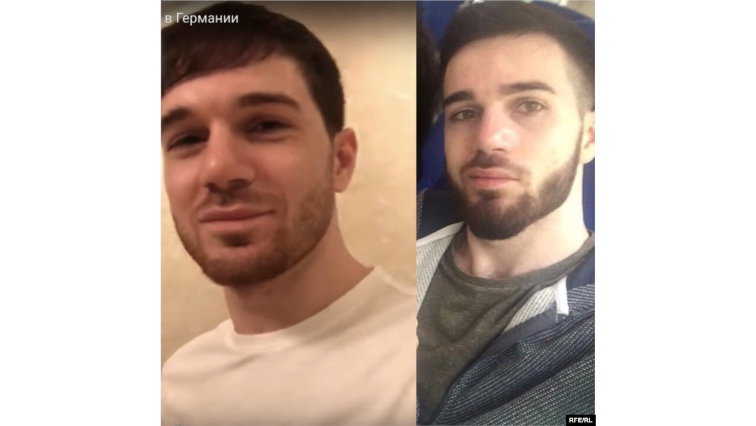 Зелим Бакаев. Справа - последнее фото перед похищением по пути из Москвы в Грозный. Слева - скриншот с видео ЧГТРК.