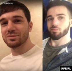 Zelimkhan Bakayev (right) and the man purported to be him in a video supposedly shot in Germany.