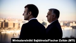 Emmanuel Macron și Viktor Orbán ieri la Budapesta.