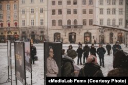 Акцыя ў падтрымку жанчын — палітычных зьняволеных у Беларусі. Львоў, 13 сьнежня 2021 г.