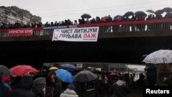 Protest protiv otvaranja rudnika litijuma kompanije Rio Tinto u Srbiji, Beograd, 11. decembar 2021. 