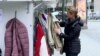 Video grab: A 'wall of kindness' with warm clothes for those in need in central Stockholm
