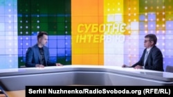 Олексій Арестович під час запису програми Суботнє інтерв'ю, грудень 2021 року