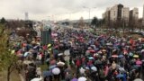 People on the highway in Belgrade