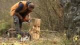 Sasa Dulovic from Kolasin, Montenegro makes wooden sculptures with a chainsaw – screenshot