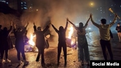 Iranian demonstrate in the western city of Sanandaj.