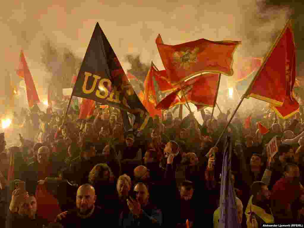 People from all parts of Montenegro take part in a rally in Podgorica calling for early parliamentary elections.&nbsp;