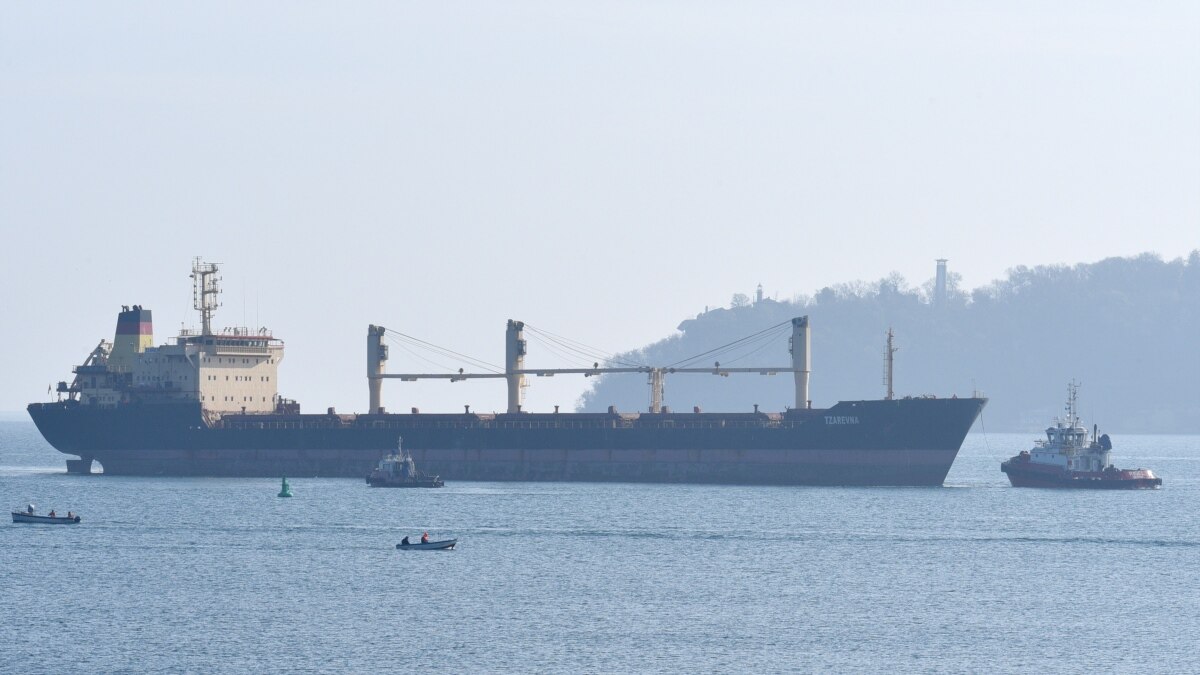 Корабът Царевна“, който беше блокиран на пристанището на украинския град