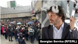 ფოტოკოლაჟი: მეტროსადგური "ახმეტელის თეატრი" და თბილისის მერი