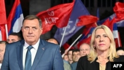 Dodik i Cvijanović na skupu stranke Saveza nezavisnih socijaldemokrata u Bijeljini, BiH, 24. septembar 2022.