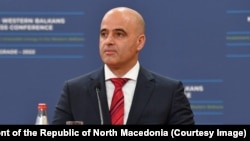 Serbia - Belgrade, Serbia - The Prime Minister of Macedonia, Dimitar Kovacevski, today at a joint press conference with leaders from the Western Balkans, participants in the Conference on Investments in Renewable Energy Sources in the Countries of the Reg